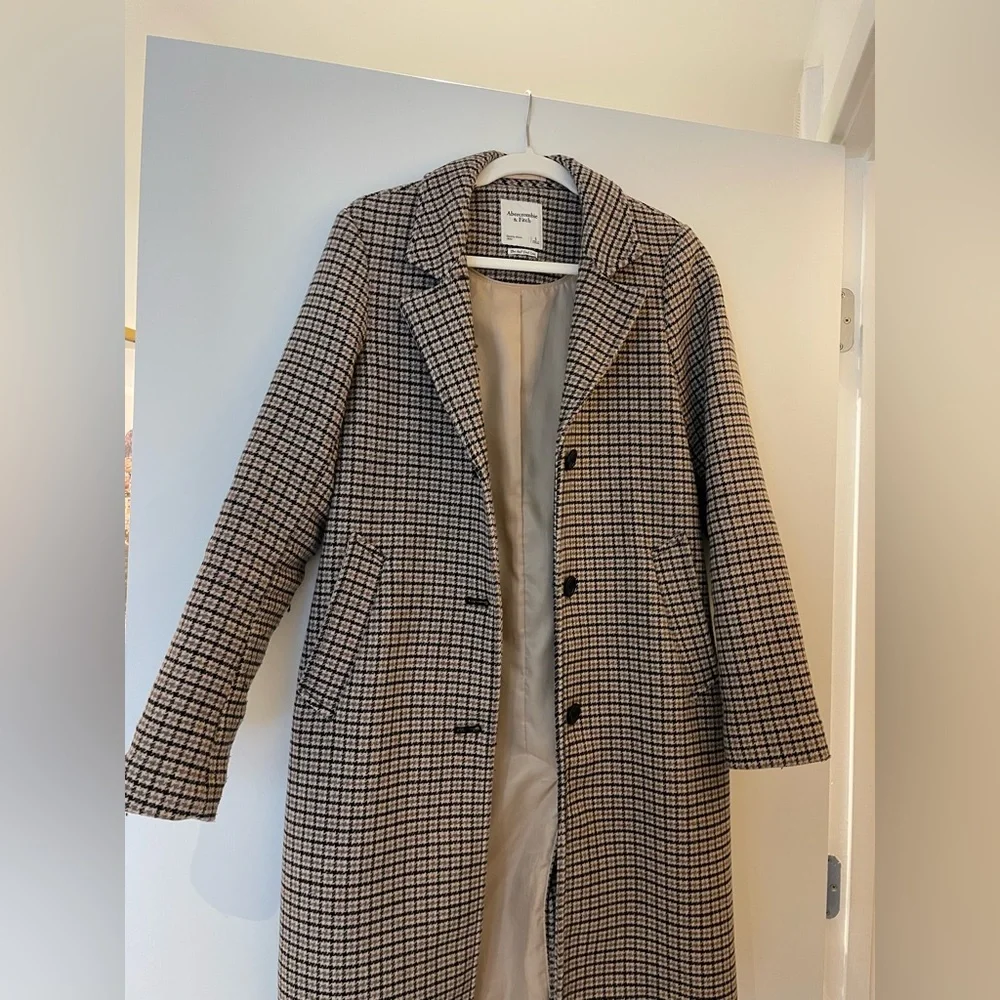 Abercrombie Wool Plaid Coat - Picture 1 of 8